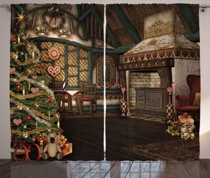 ABAKUHAUS Weihnachten Rustikaler Gardine, Winter-Feier, Schlafzimmer Kräuselband Vorhang mit Schlaufen und Haken, 280 x 175 cm, Taupe Brown