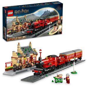 LEGO 76423 Harry Potter Hogwarts Express & der Bahnhof von Hogsmeade Zug-Set mit Schienen, Spielzeug-Zug, Fahrkartenschalter und 8 Minifiguren, ikonische Geschenk-Idee für Kinder und Fans