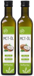 MCT Öl 2x 500 ml (1000 ml) aus 100% Kokosöl | 70% Caprylsäure C8 und 30% Caprinsäure C10 | rein mechanisch hergestellt - bioKontor