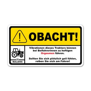 Fun Aufkleber "Achtung Vibration" Traktor 10cm x 5,5cm Sticker witzig R193-04