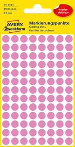 AVERY Zweckform Markierungspunkte ablösbar 8 mm pink 416 Stück
