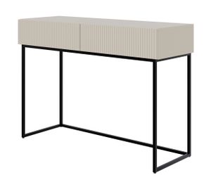 Selsey Veldio - Schminktisch mit Schubladen, graubeige mit schwarzem Metallgestell, 110 cm