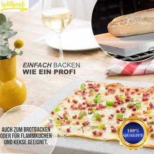 Brotbackstein - Pizzastein aus Naturstein 40 cm x 30 cm x 2 cm Germany für Backofen und Grill