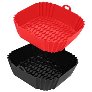 Leap 2er-Pack Silikonform für Heißluftfritteuse Zubehör | Airfryer Silikonform & Heißluftfritteuse Grillpfanne aus Silikon für Backform - Rot und Schwarz