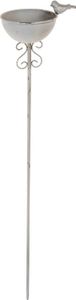SIDCO Gartenstecker Vogeltränke stehend Vogelbad Futterschale Gartenstab Vintage grau