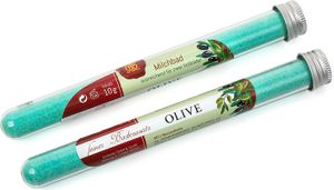 2 x Feines Milchbad Olive im Röhrchen