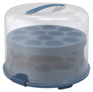 Rotho Fresh Cake Box Xl + držiaky na koláčiky 35,5X34,5X26 cm Horizon Blue/Transparent