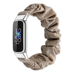 Strap-it Fitbit Luxe Scrunchie Armband (Beige Gold)