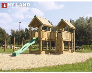 Spielturm Hyland Projekt 6 Holz mit Sandkasten, Kletterwand, Rutsche grün
