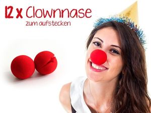 12 Stück Clownnase Rot Clown Nasen Karneval Red Nose Fasching Schaumgummi Schaumstoffnase