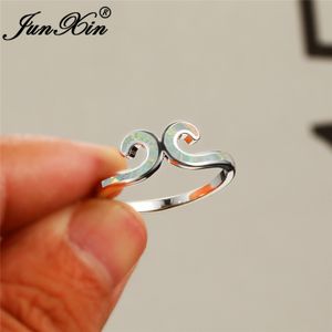 Feueropal-Ring, Silber, einzigartige Wellenringe für Damen und Herren, Eheringe, Verlobungsring, Party-Schmuck