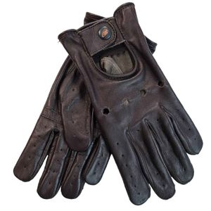 Herren Driving Autofahrer-Handschuhe Lederhandschuhe, Größe:8=M, Farbe:Dunkelbraun