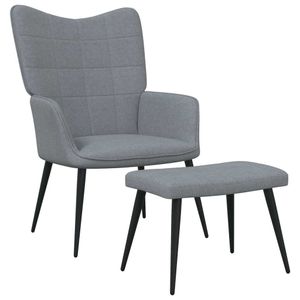 Prolenta Premium - Relaxačné kreslo s taburetom svetlo sivá látka