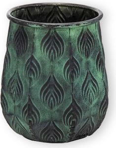 Pflanztopf Pflanzgefäß Zinktopf Cauldron Green 19cm Rund Blumentopf Metall Übertopf