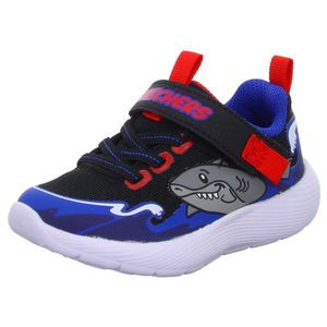 Skechers Jungen-Slipper-Kletter-Sneaker Dyna-Lite - Shark-Wave Blau-Schwarz-Rot, Farbe:blau, EU Größe:28