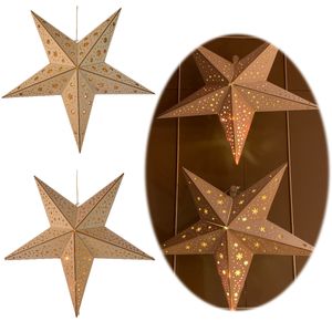 LS-Design 3D Holzstern Ø 60cm Braun 20 LED Beleuchtet Weihnachtsstern Faltstern
