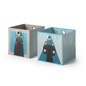 Livinity® Faltbox 30x30 , 30 x 30 cm 2er Set, Grau/Blau