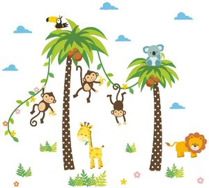 Dschungel Abnehmbare Wandsticker Kinderzimmer Babyzimmer Deco für Geburtstag Party(60*90cm)