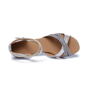 Damen Modische Schnalle Sandalen Salsa Leichte Peep Toe Tanzschuhe,Farbe: Silber,Größe:39