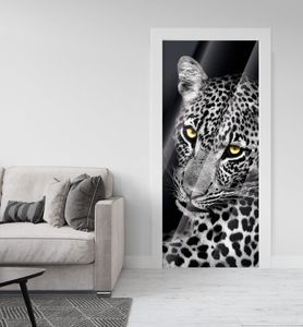 Türtapete Silberfolie Leopard