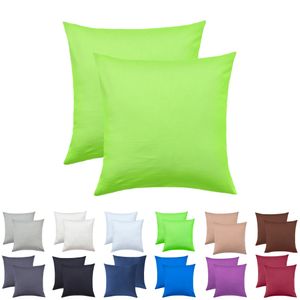2er Set Kissenbezüge Kissenhüllen 100% Baumwolle 50 x 50 cm Apfel grün