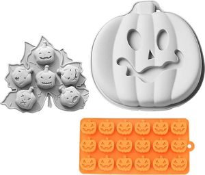 Halloween Silikonformen Set Kürbisse zum Backen und Gummibärchen 3er Set