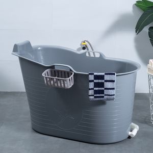 Schwänlein® Mobile Badewanne, Ideal für das kleines Badezimmer, 99 x 52 x 65 cm, Stylisch und Stimmungsvoll (Grau)