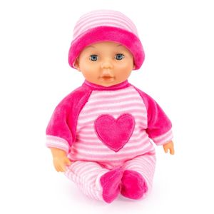 92802AS Bayer Design My First Baby 28cm, Babypuppe, Weichkörperpuppe mit Schlafaugen, sehr handlich, niedliches Outfit, rosa, pink mit Herz