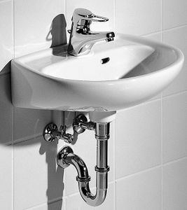 Keramag Handwaschbecken Renova, 271045000, runder Waschtisch, Waschbecken mit Überlauf, für Gäste-Bad, 45 x 34 cm , Weiß , 03826 3