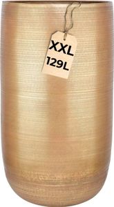 Marrakesch XXL Aluminium Blumenkübel Bodenvase 81 cm Hoch gold Matt | Pflanzentopf Blumensäule 129 L groß rund für Outdoor Indoor | Blumentopf Blumentöpfe Camiel für Garten Balkon & Wohnzimmer