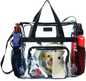 Transparente Einkaufstasche und Clear Bag für das Fitnessstudio, für Arbeit, Sportspiele und Konzerte - 30 x 30 x 15cm, schwarz
