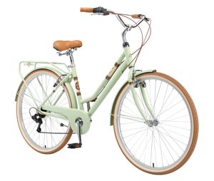 BIKESTAR Mestský bicykel 28 palcov, 18 palcový rám, 7 rýchlostí Shimano dámsky holandský bicykel Retro bicykel, V-brzdy, nosič batožiny, Mint