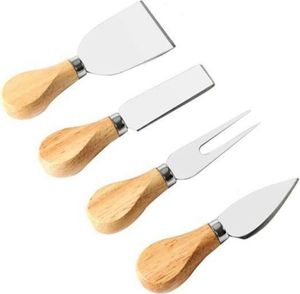 MNZ-Set mit 4 Käsemessern aus Stahl mit Bambusgriff