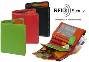 kleine bunte Börse in Multicolor mit  RFID Schutz, Farben:apfelgrün