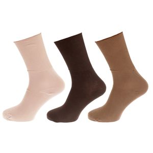 Universal Textiles Damen Wellness-Socken mit Bambusanteil, ideal für Diabetiker, 3 Paar W525 (37-42 EU) (Dunkelbraun/Hellbraun/Beige)