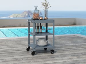 Outdoor Servierwagen 'Bolognano' Metall 81 x 50 x 50 cm Dunkelgrau matt
