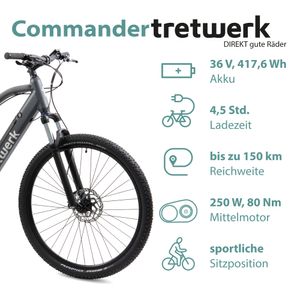 Tretwerk Commander E Bike Mountainbike 29 Zoll Pedelec MTB Hardtail