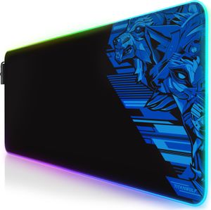 Titanwolf RGB Gaming Mauspad, Mousepad XL 800 x 300mm verbessert Präzision & Geschwindigkeit, Vector Blau