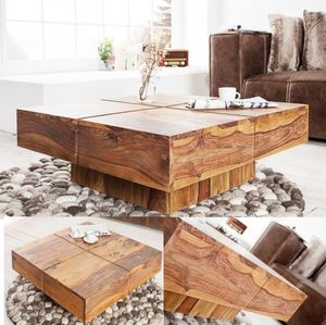 riess-ambiente Design Massivholz Couchtisch BOLT 70cm Sheesham stone finish Beistelltisch Tisch