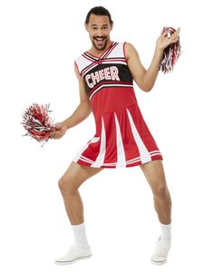 Herren Kostüm Cheerleader Weiß  Rot Karneval Fasching Gr. L