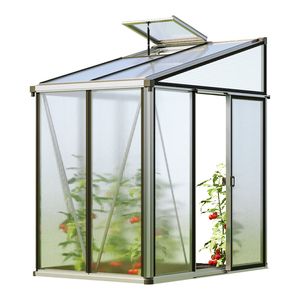 GFP Gewächshaus Anlehngewächshaus Ella 32 - Aluminium - 137x194 cm - 16 mm Polycarbonat-Platten