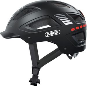 ABUS Fahrradhelm mit Licht - Hyban 2.0 LED - Vorder- und Rücklicht & robuste Hartschale - für Damen und Herren - Schwarz Matt, Größe M