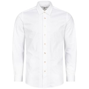 Trachtenhemd Manfred Slim Fit mit Biesen in Weiß von Almsach, Größe:S, Farbe:Weiß