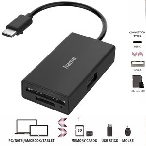 Hama USB-C Hub + Card Reader SD microSD USB-A + Micro-USB 3in1 Kartenleser OTG