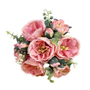 Hochzeitsstrauß realistische romantische ästhetische dekorative Kunstseidenblume 10-köpfige Simulation Hibiskus Hochzeitsdekoration-Rosa