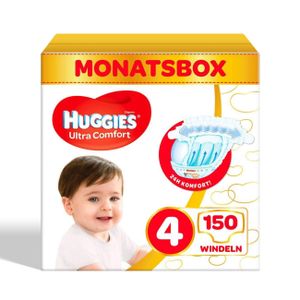 Huggies Ultra Comfort Babywindeln Windeln Größe 4 (7-18 kg) Monatsbox 150 Stk.
