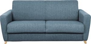 Miliboo - Schlafsofa skandinavisch blau und Holz GRAHAM