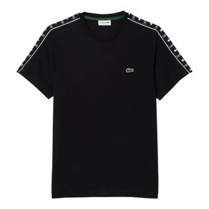 LACOSTE Herren Kurzarmshirt Shirt T-Shirt mit Logostreifen, Farbe:Schwarz, Artikel:-031 black, Größe:L