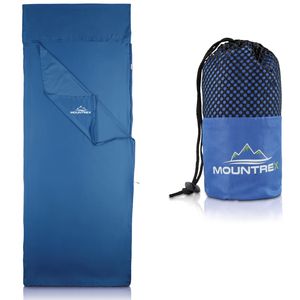 MOUNTREX® Hüttenschlafsack - Schlafsack Inlett mit durchgängigem Reißverschluss (220x90cm) - Outdoor & Indoor Sommerschlafsack, Innenschlafsack (Blau)