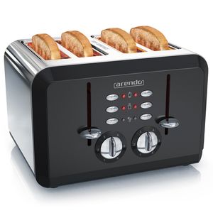 Arendo - Automatik Toaster 4 Scheiben in Edelstahl - bis zu vier Sandwich und Toast-Scheiben - Bräunungsgrad 1-6 - Aufwärm- und Auftaufunktion - Krümelschublade - 1630 Watt - GS